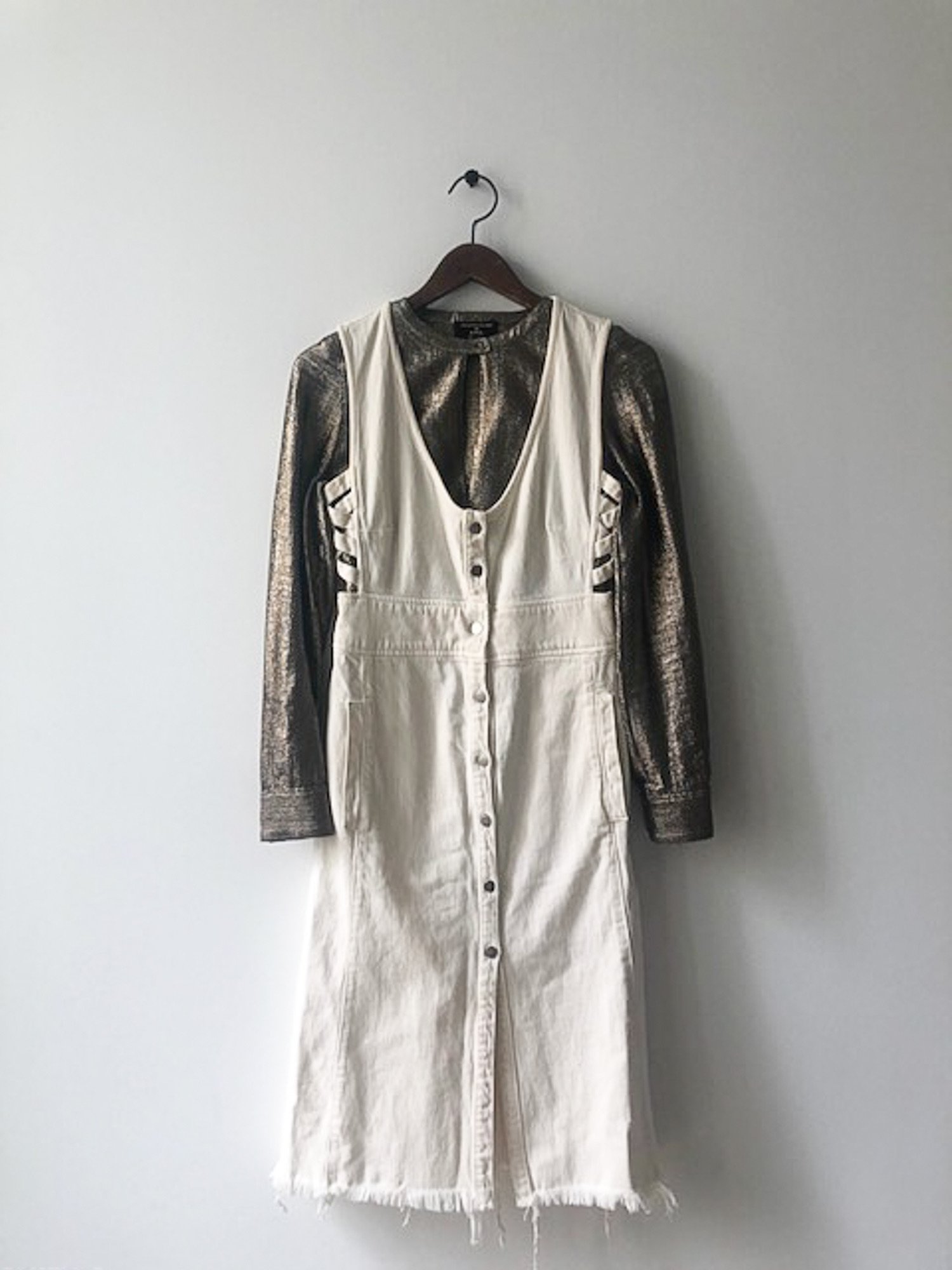 rachel comey denim dress Baldan Indigo / 6. / Vista Raw Wash The dress is finished with contrasting front and back seam details and a center slit for ease of movement Armoire | Rent this Upcycled