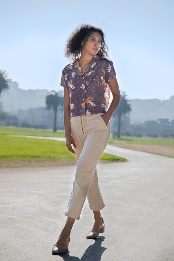 North Of West Rizo Blouse - Fog Color Grid Print North Of West Rizo Blouse - Fog Color Grid Print