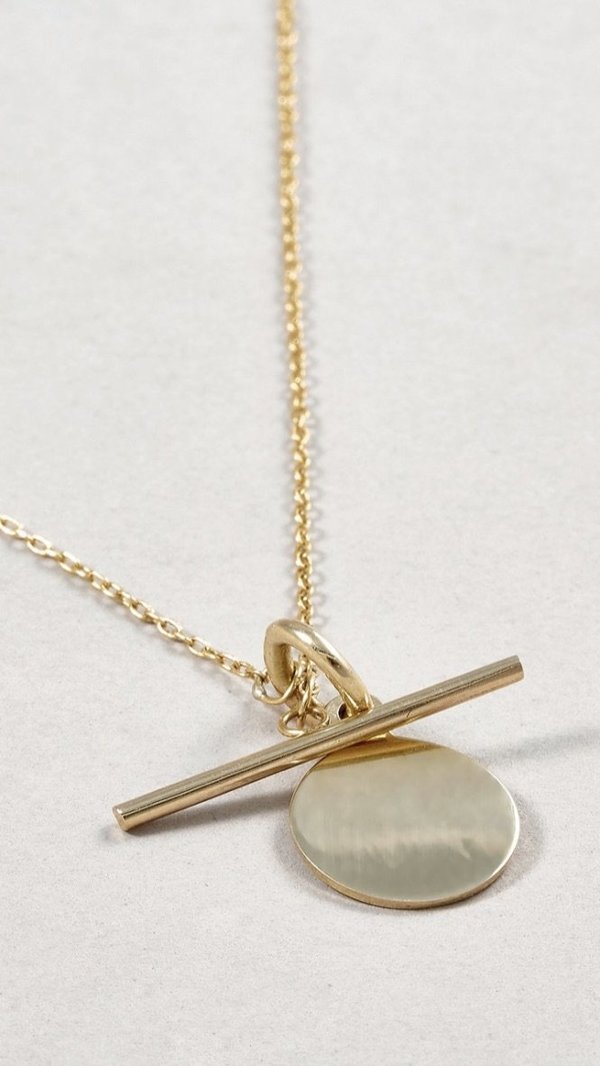 Loren Stewart Mini Disk and Toggle Necklace 14Kt Yellow Gold Garmentory