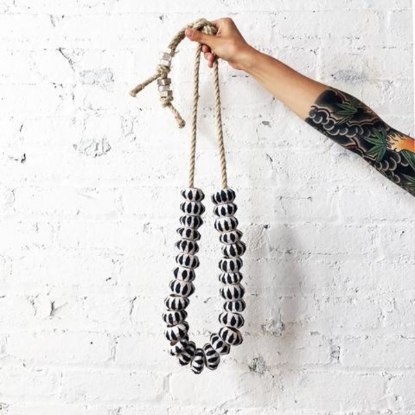 MQuan Striped Ceramic Garland - Indigo MQuan Striped Ceramic Garland - Indigo
