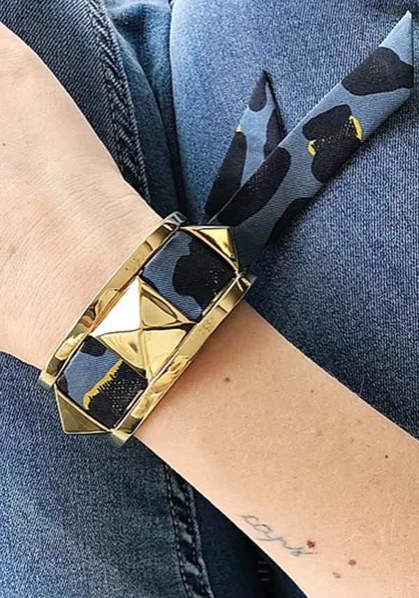Annee Silk Scarf Studded Gold Cuff Annee Silk Scarf Studded Gold Cuff