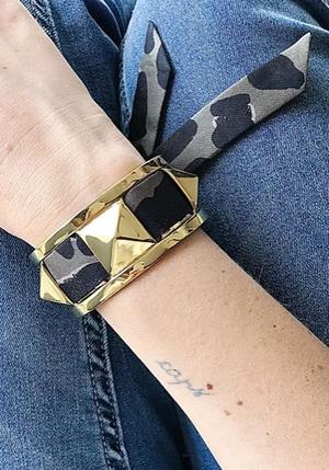 Annee Silk Scarf Studded Gold Cuff Annee Silk Scarf Studded Gold Cuff
