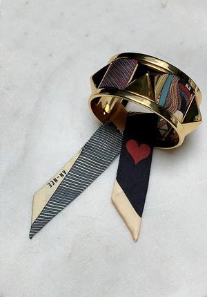 Annee Silk Scarf Studded Gold Cuff Annee Silk Scarf Studded Gold Cuff