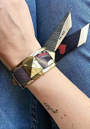 Annee Silk Scarf Studded Gold Cuff Annee Silk Scarf Studded Gold Cuff
