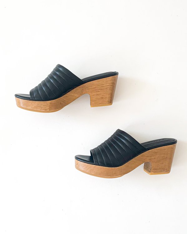 Beklina Ribbed Open Toe Clog - Black Beklina Ribbed Open Toe Clog - Black