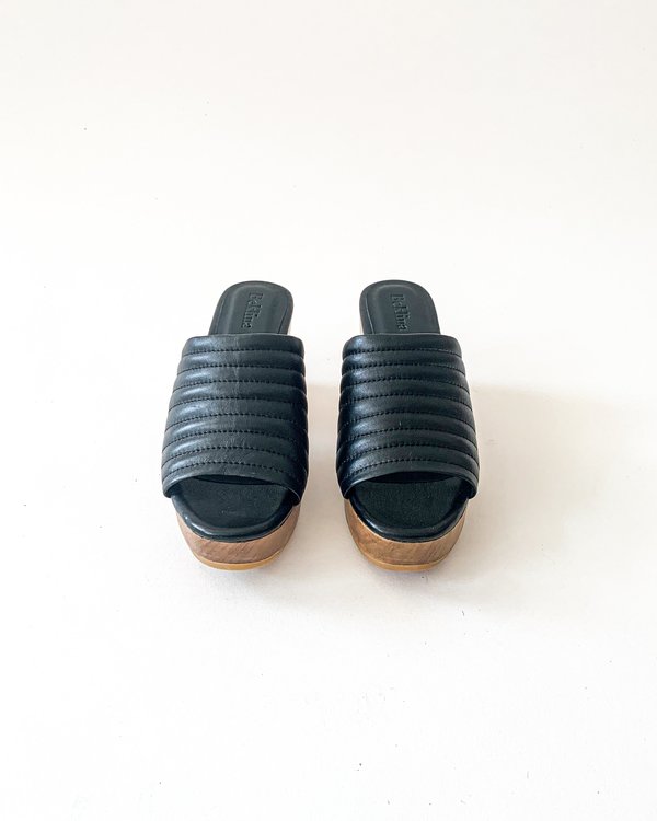 Beklina Ribbed Open Toe Clog - Black Beklina Ribbed Open Toe Clog - Black