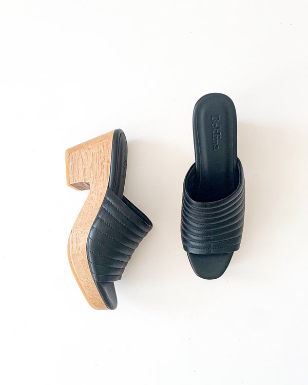 Beklina Ribbed Open Toe Clog - Black Beklina Ribbed Open Toe Clog - Black