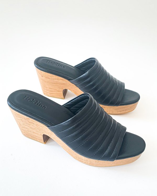 Beklina Ribbed Open Toe Clog - Black Beklina Ribbed Open Toe Clog - Black