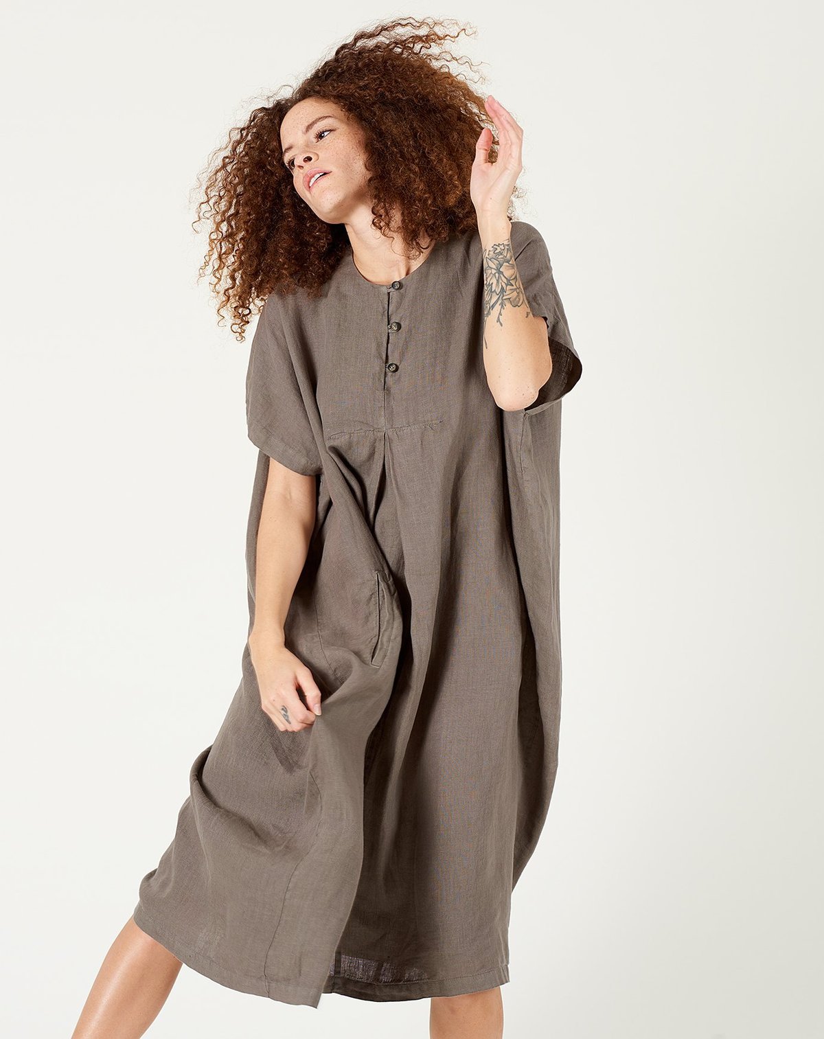 chinese dress ladies Origami Linen Shirt Dress  Gorsuch