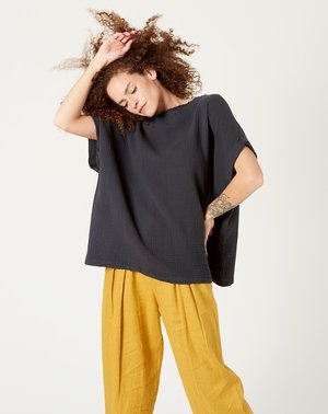 Black Crane Double Gauze Top Black Crane Double Gauze Top