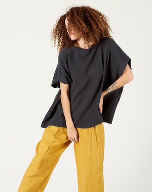 Black Crane Double Gauze Top Black Crane Double Gauze Top
