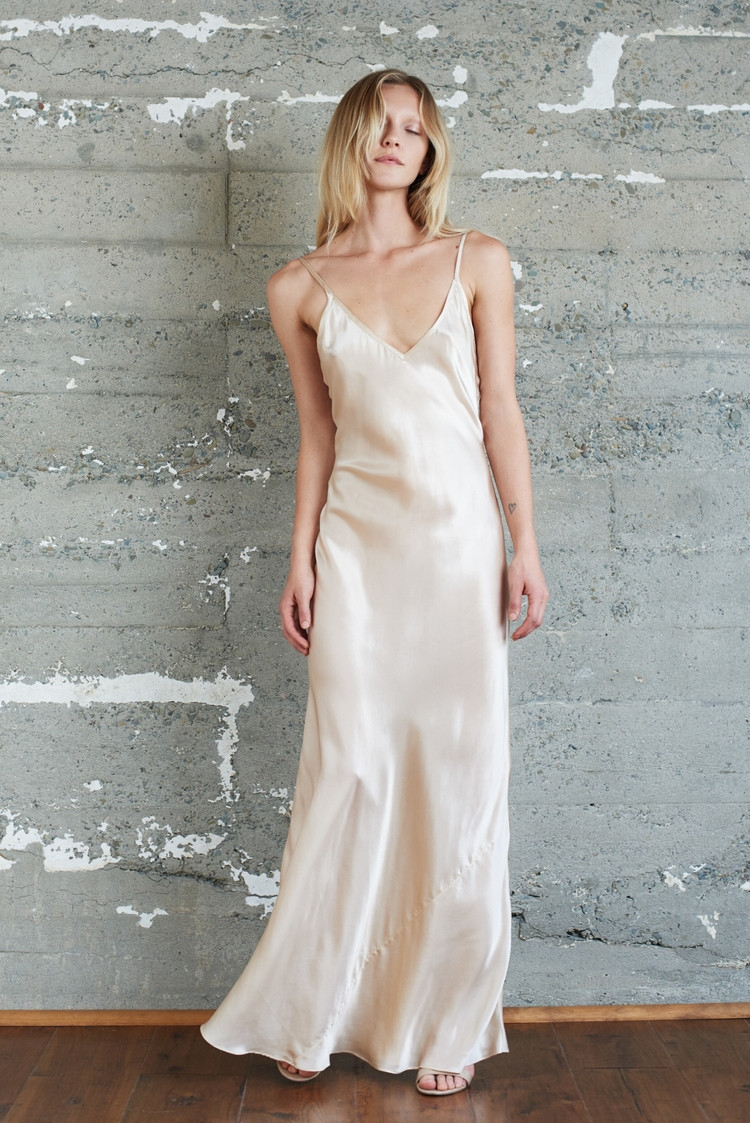champagne slip dress long
