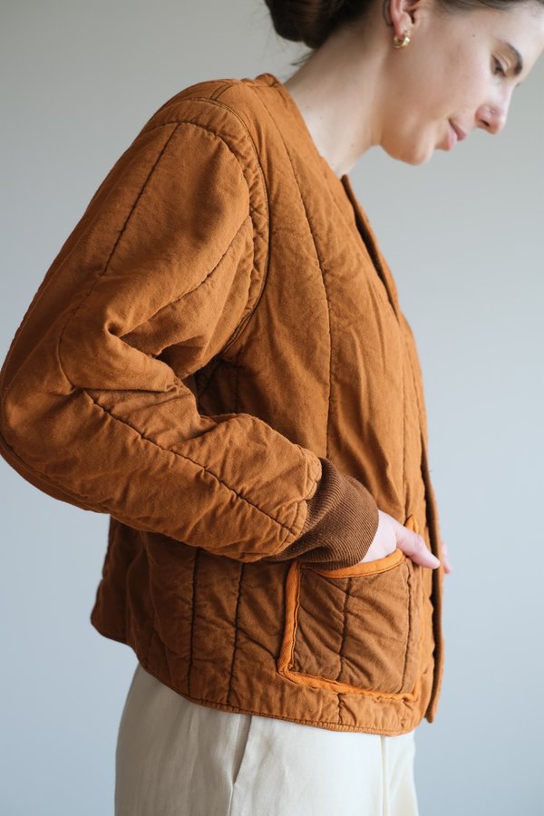 VINTAGE QUILTED LINER JACKET - RUST 