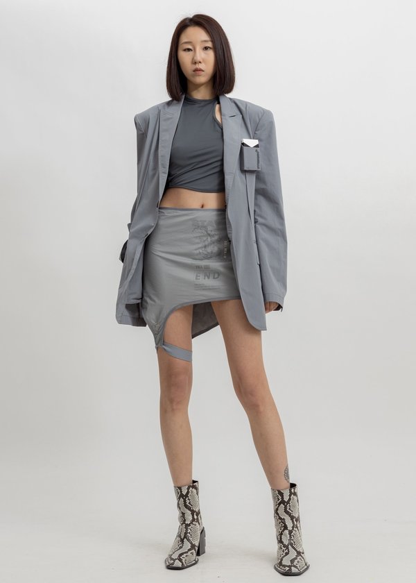 Hyein Seo Layered Garter Skirt - grey Hyein Seo Layered Garter Skirt - grey
