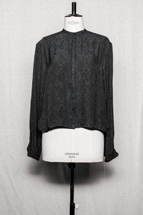 Berenik BLOUSE WITH LONG SLEEVES AND CONCEALED BUTTONS - black/grey Berenik BLOUSE WITH LONG SLEEVES AND CONCEALED BUTTONS - black/grey
