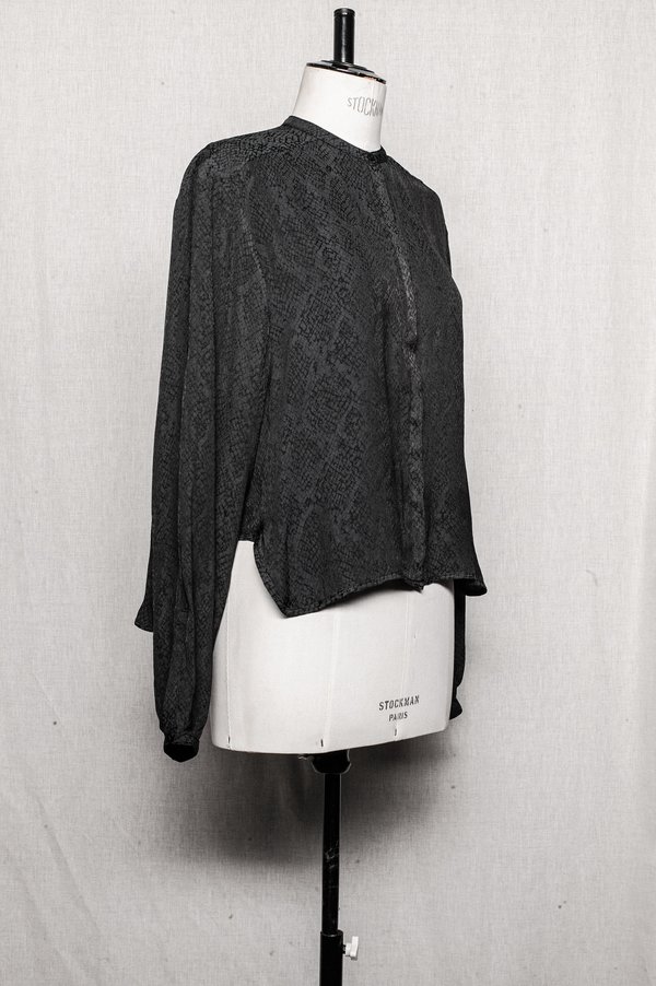 Berenik BLOUSE WITH LONG SLEEVES AND CONCEALED BUTTONS - black/grey Berenik BLOUSE WITH LONG SLEEVES AND CONCEALED BUTTONS - black/grey