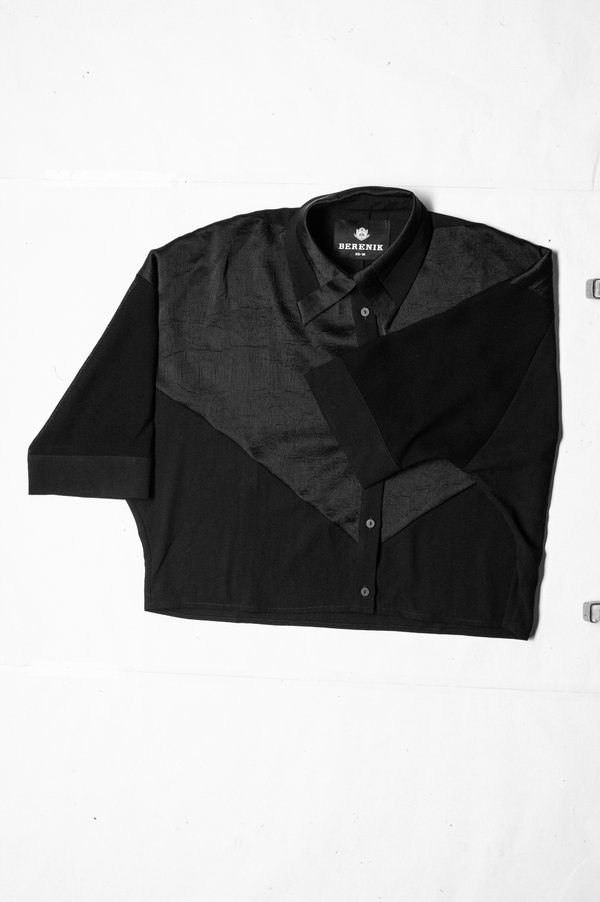 Berenik BLOUSE SHORT - black patchwork Berenik BLOUSE SHORT - black patchwork
