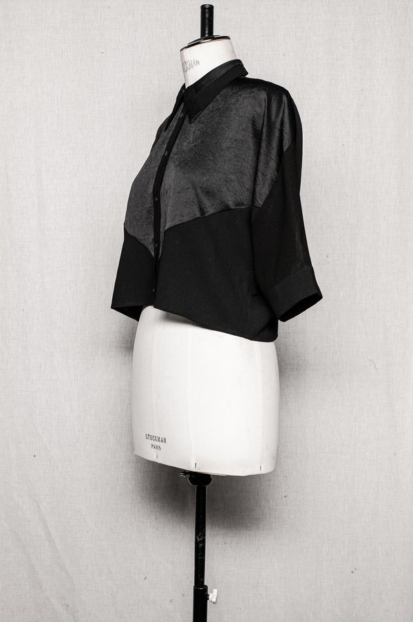Berenik BLOUSE SHORT - black patchwork Berenik BLOUSE SHORT - black patchwork