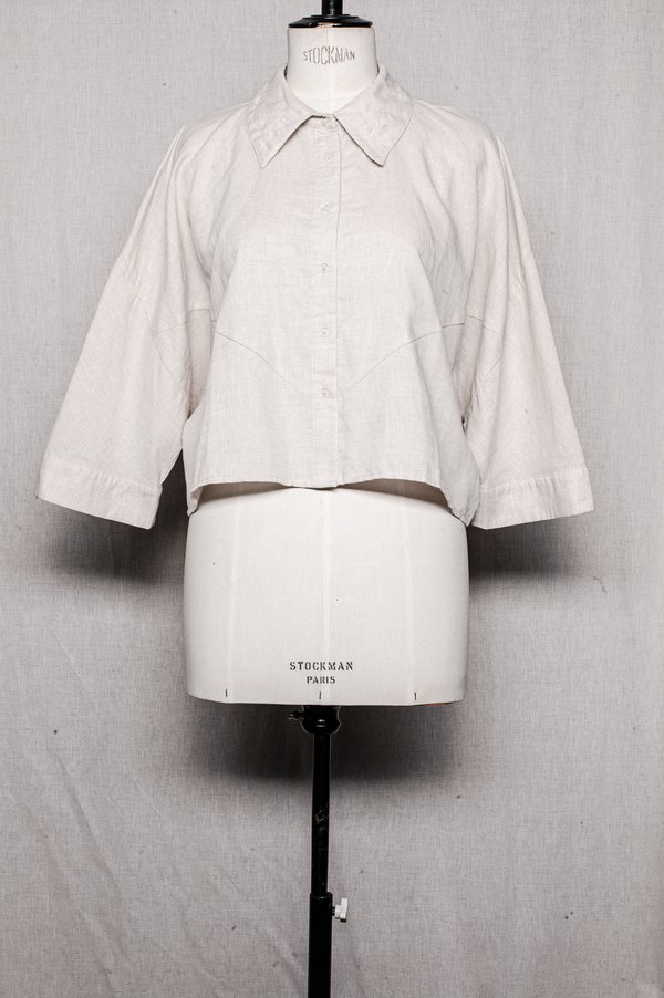Berenik BLOUSE SHORT in linen - natural white Berenik BLOUSE SHORT in linen - natural white