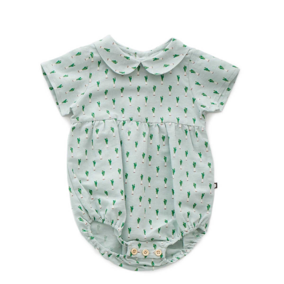 kids Oeuf Short Sleeve Romper - Leek Print - Image 2 of 2