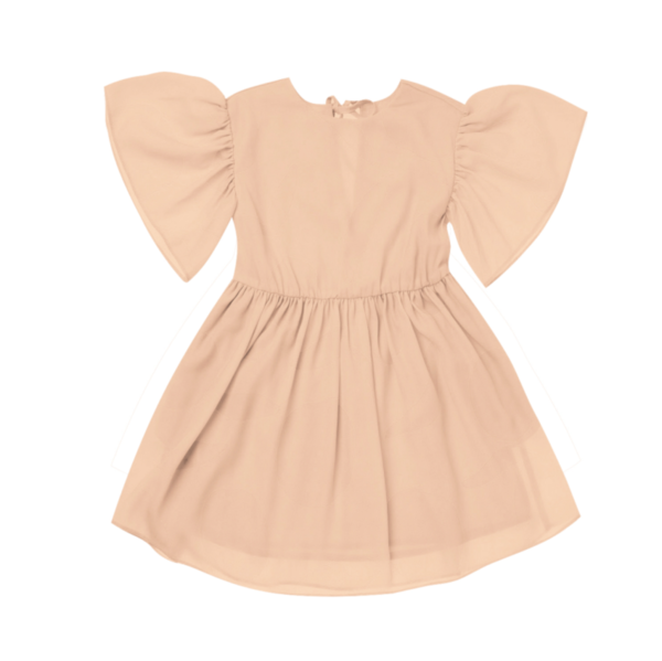 Kids Omamimini Fit & Flare Ruffled Sleeve Dress - Brick Kids Omamimini Fit & Flare Ruffled Sleeve Dress - Brick