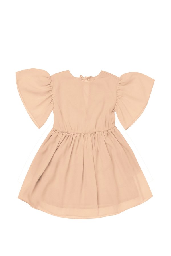 Kids Omamimini Fit & Flare Ruffled Sleeve Dress - Brick Kids Omamimini Fit & Flare Ruffled Sleeve Dress - Brick