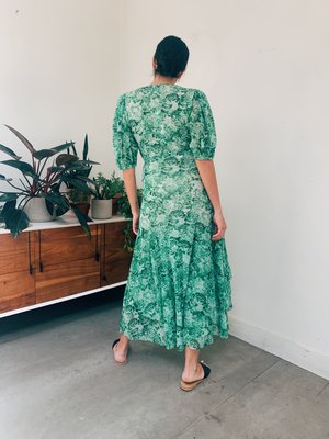 Ganni Printed Mesh Wrap Dress | Garmentory