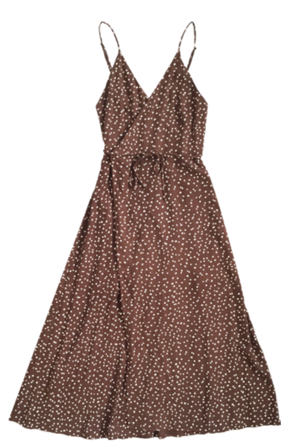 ALI GOLDEN WRAP TANK DRESS - BROWN DOT ALI GOLDEN WRAP TANK DRESS - BROWN DOT