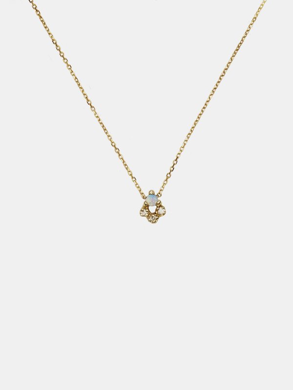wwake opal and diamond posy necklace - 10k yellow gold wwake opal and diamond posy necklace - 10k yellow gold