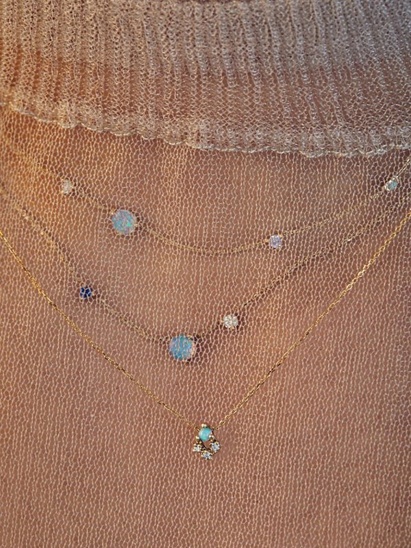 wwake opal and diamond posy necklace - 10k yellow gold wwake opal and diamond posy necklace - 10k yellow gold