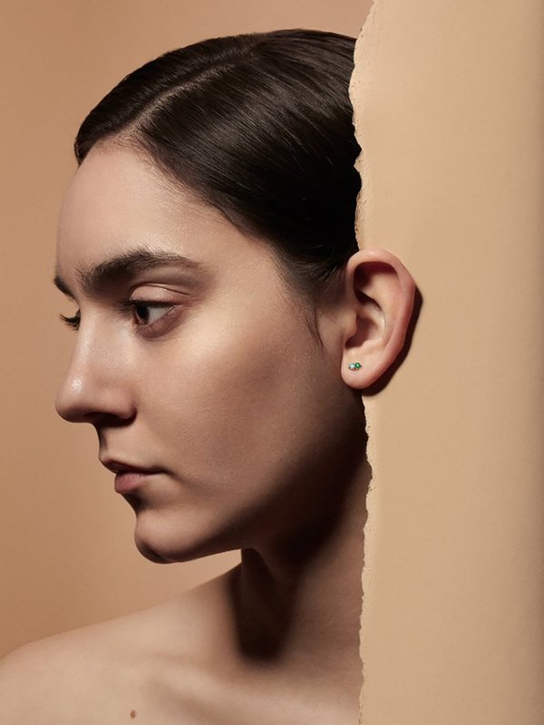 wwake opal and tanzanite two step earring - 14k yellow gold wwake opal and tanzanite two step earring - 14k yellow gold