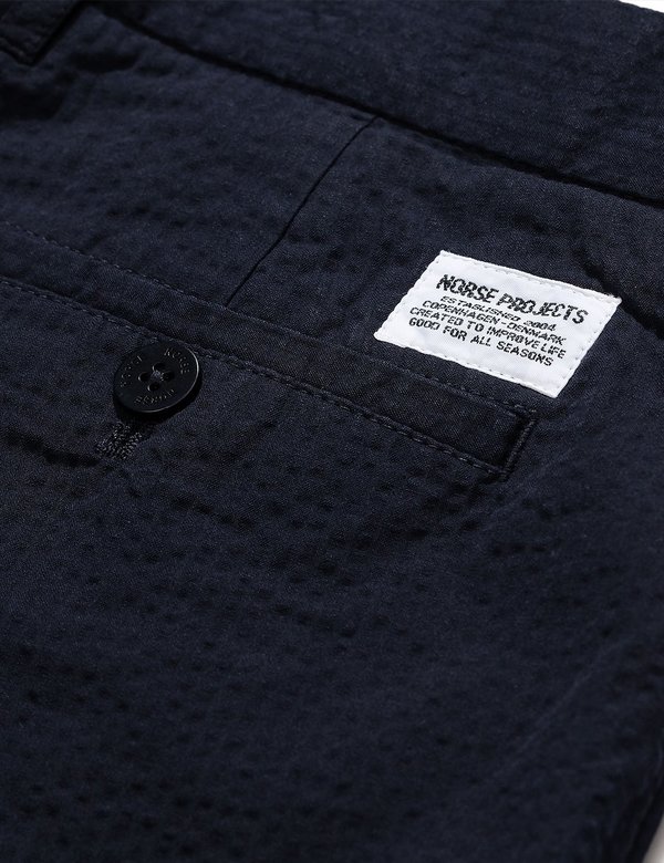 Norse Projects Aros Seersucker Shorts - Navy Blue Norse Projects Aros Seersucker Shorts - Navy Blue