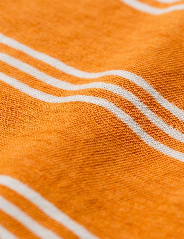 Norse Projects Johannes Cotton Linen Stripe T Shirt - Cadmium Orange Norse Projects Johannes Cotton Linen Stripe T Shirt - Cadmium Orange