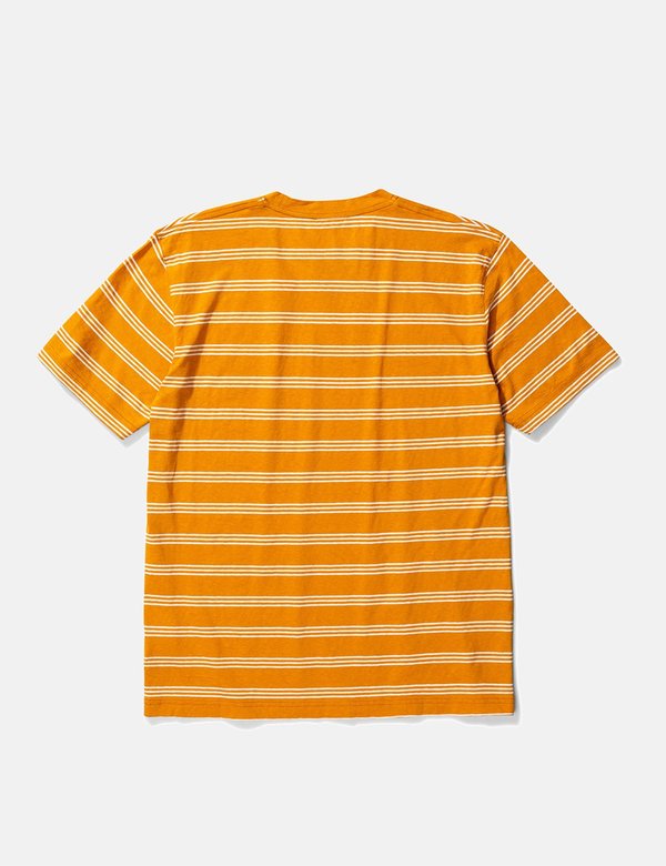 Norse Projects Johannes Cotton Linen Stripe T Shirt - Cadmium Orange Norse Projects Johannes Cotton Linen Stripe T Shirt - Cadmium Orange