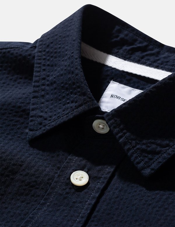 Norse Projects Thorsten Seersucker Shirt - Navy Blue Norse Projects Thorsten Seersucker Shirt - Navy Blue