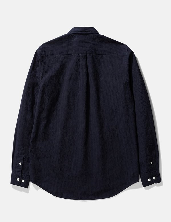 Norse Projects Thorsten Seersucker Shirt - Navy Blue Norse Projects Thorsten Seersucker Shirt - Navy Blue