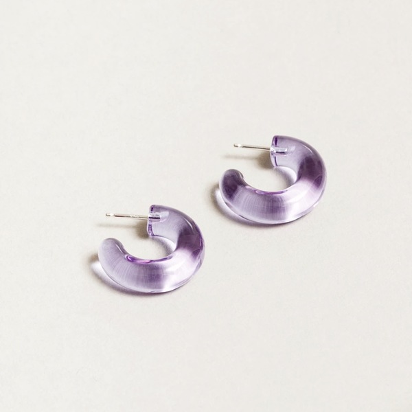 Wolf Circus Blown Glass Hoops - Purple Wolf Circus Blown Glass Hoops - Purple