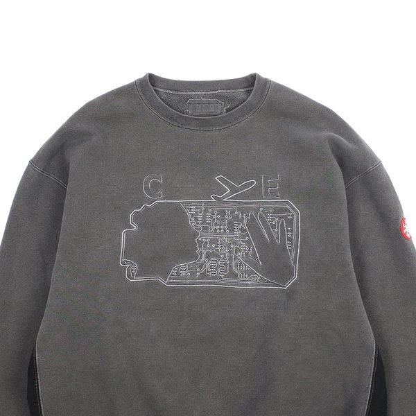 C.E CAVEMPT シーイー EMB DEPART CREW NECK L Cav Empt OVERDYE EMB DEPART CREW NECK - CHARCOAL | Garmentory
