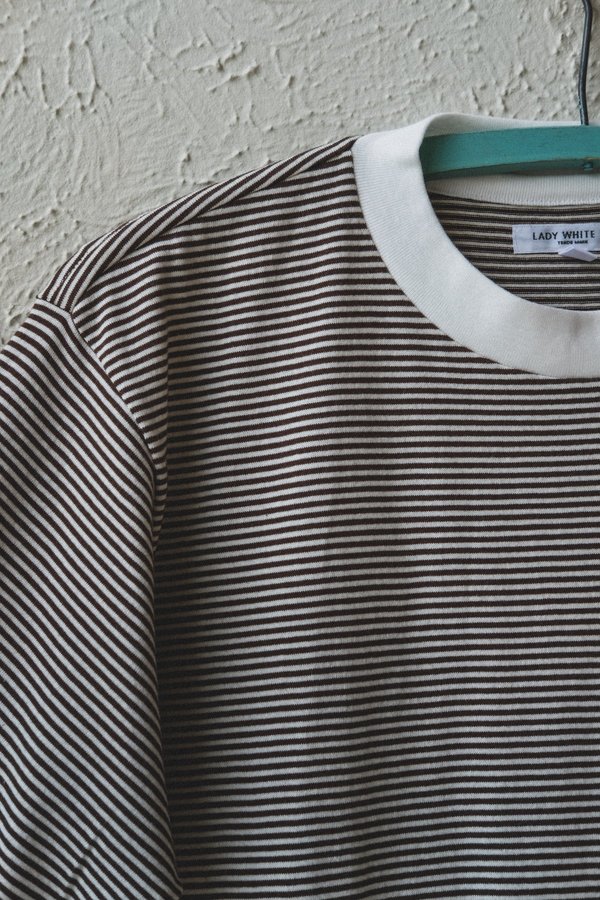 Lady White Co. WAYDE STRIPE TEE SHIRT - MOCHA Lady White Co. WAYDE STRIPE TEE SHIRT - MOCHA