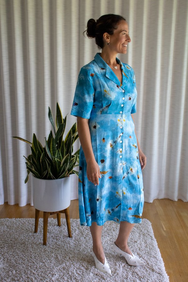 pretty floral midi dresses Florence Blue Printed Midi Dress | Women's Clothing