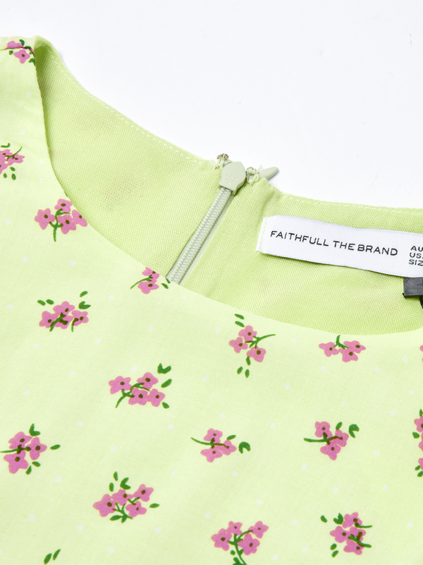 Faithfull The Brand FLORENCE MINI DRESS - LIME Faithfull The Brand FLORENCE MINI DRESS - LIME