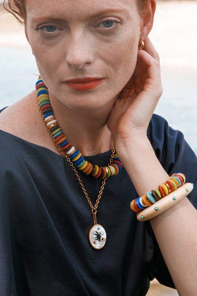 Delicate Necklaces Lizzie Fortunato Fortune Necklace Helm Necklace In Pearl  Lizzie Fortunato