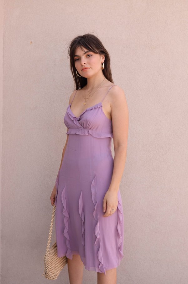 Vintage Silk Ruffle Dress - Lilac Vintage Silk Ruffle Dress - Lilac