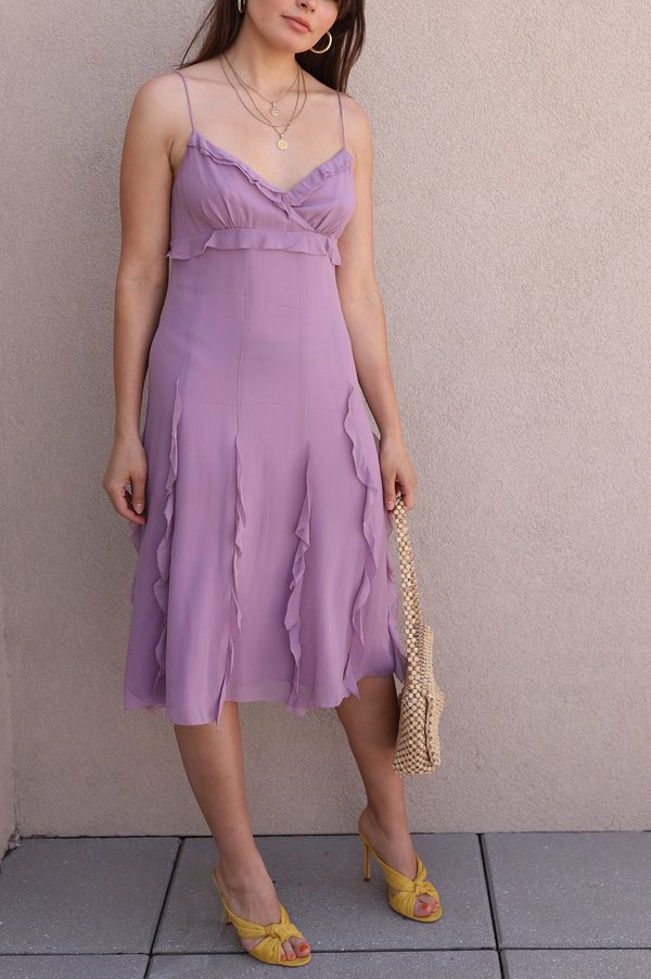 Vintage Silk Ruffle Dress - Lilac Vintage Silk Ruffle Dress - Lilac