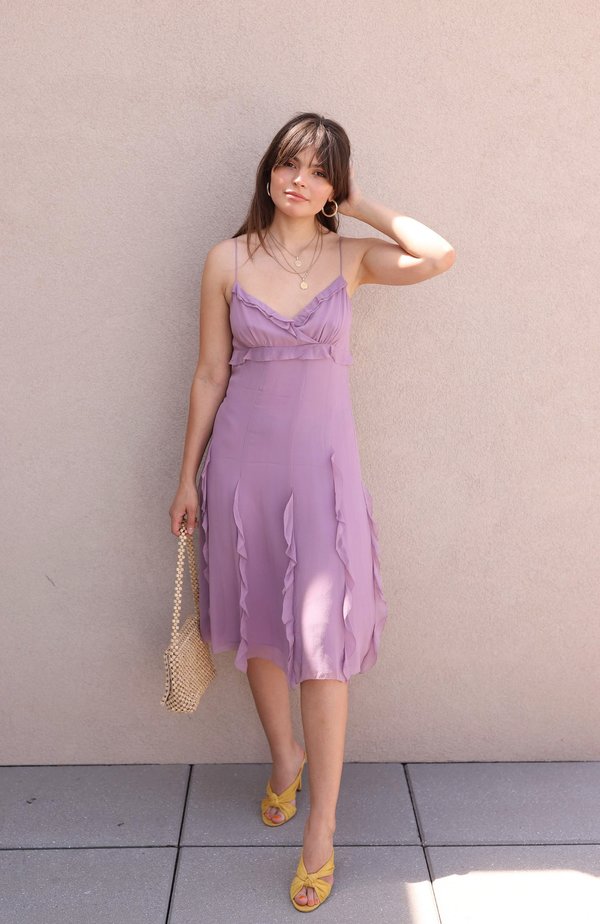 Vintage Silk Ruffle Dress - Lilac Vintage Silk Ruffle Dress - Lilac