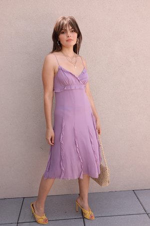 Vintage Silk Ruffle Dress - Lilac Vintage Silk Ruffle Dress - Lilac