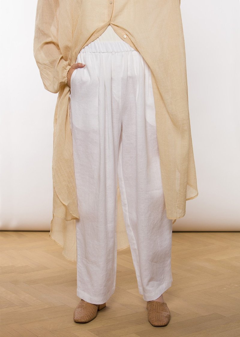Missing you already Linen Wide Banding Pants - White
