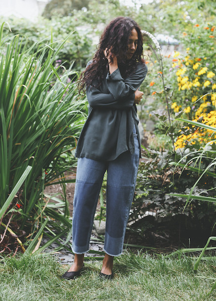 Black Crane Long Slit Top in Dark Shadow Black Crane Long Slit Top in Dark Shadow