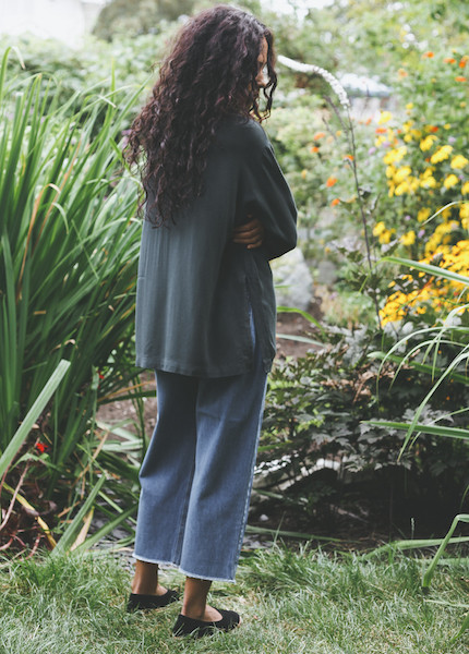 Black Crane Long Slit Top in Dark Shadow Black Crane Long Slit Top in Dark Shadow