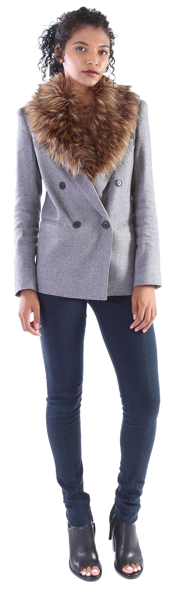 Smythe Double Breasted Blazer w/ Detachable Faux Fur Smythe Double Breasted Blazer w/ Detachable Faux Fur